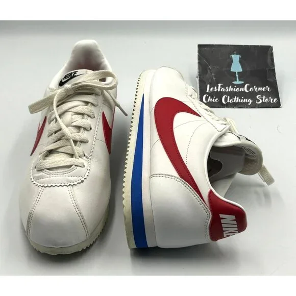 Nike Women's White Red Leather Cortez Forrest Gump Running Shoes Size 9 3117 - Picture 12 of 16